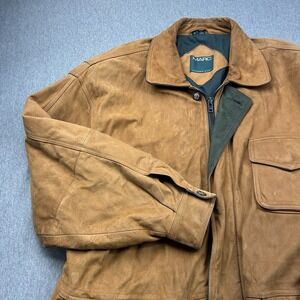Marc by Andrew Marc Jacket Mens XL Brown Leather Suede Zip Button Lined